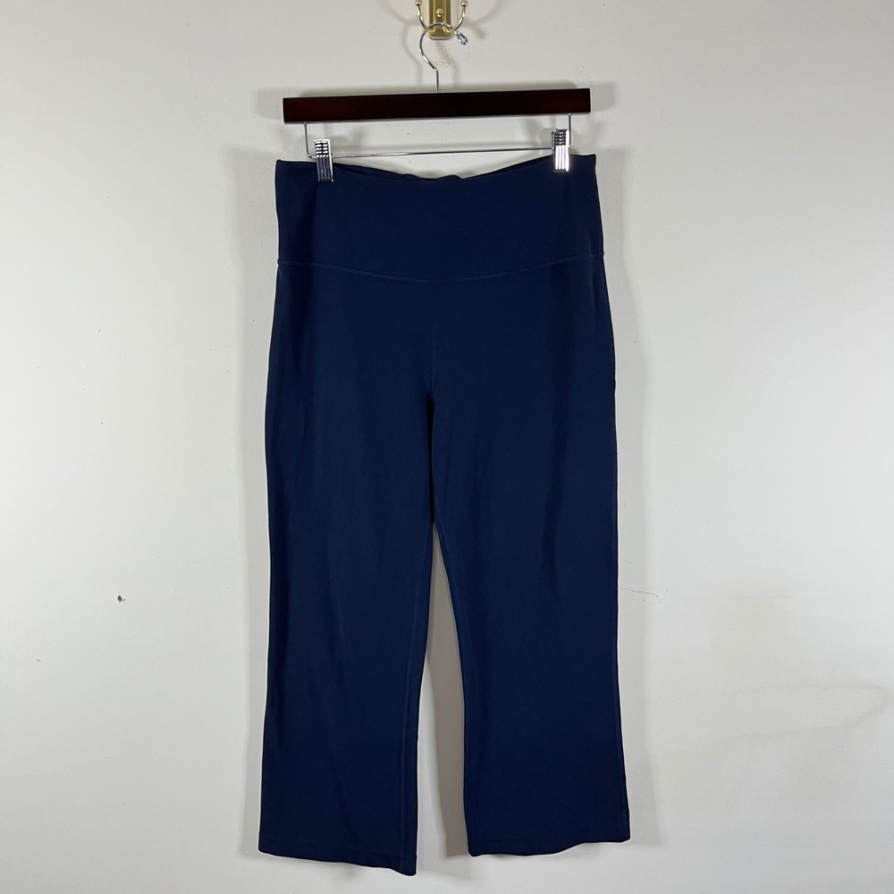 Lululemon Navy Blue High Rise Flared Capri Leggings Clean Girl Womens 12